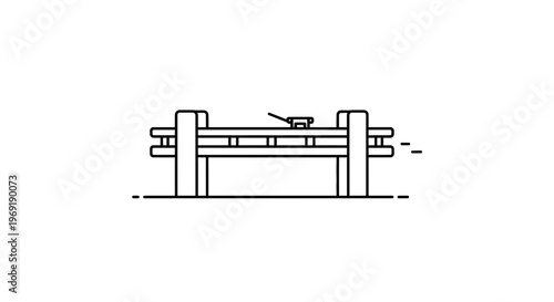 Minimalist line art illustration of a classic wooden fence barrier with a simple latch mechanism