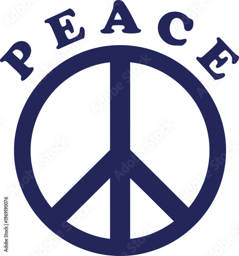 Classic peace symbol illustration with the word peace above it