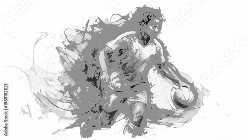 Dynamic basketball player illustration in a black and white sketch style