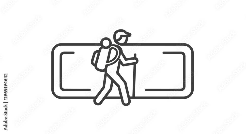 Fototapeta premium Minimalist outdoor explorer icon symbolizing a journey through natural landscapes and active