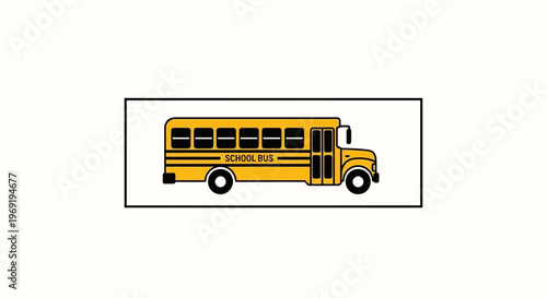 Minimalist yellow school bus illustration representing student journeys and educational commutes