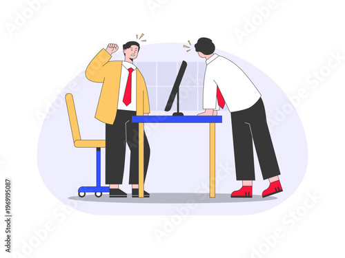 Conflict or argument between two business colleagues in an office setting. Trade war illustrations. Flat vector concepts.