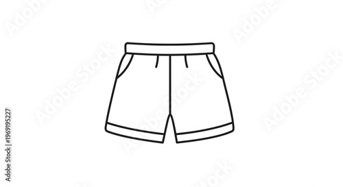 Minimalist Black Line Drawing of Athletic Shorts Icon Vector Graphic Illustration for Apparel Design
