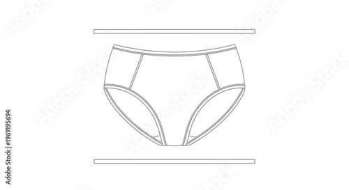 Minimalist Line Art Vector Illustration of Women's High-Waisted Underwear Panties Design Template
