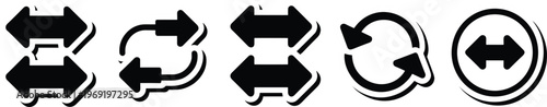 Arrow direction and refresh icon set featuring navigation rotate symbols for interface control user interaction and workflow design