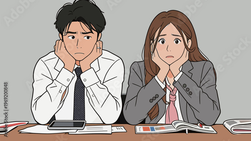 Students prepare for final exams while feeling nervous at study table in classroom during study session in evening hours