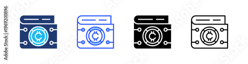 Crypto Wallet Multiple Style Icon Set Collection Pack Web Banner Vector 