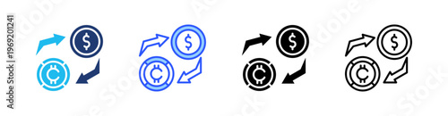 Exchange Multiple Style Icon Set Collection Pack Web Banner Vector 