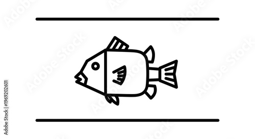 Minimalist aquatic creature line art icon illustration representing marine life concepts