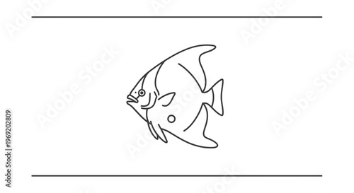 Stylized ocean batfish line art drawing capturing elegant aquatic creature form minimal icon design