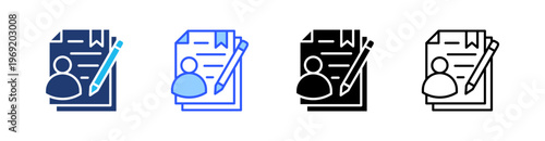 Authorship Multiple Style Icon Set Collection Pack Web Banner Vector 