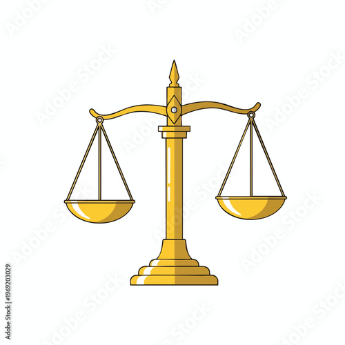Golden balance scale icon with two empty pans on a white background