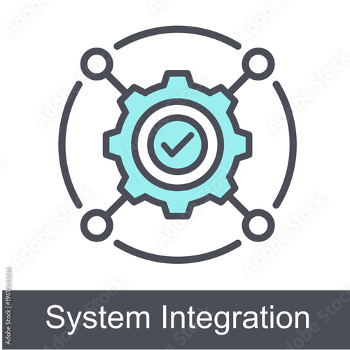 System Integration Blue Vector Icon On White Background 
