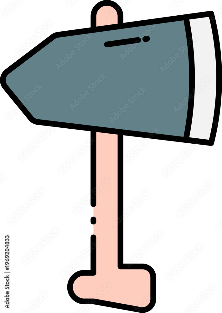 Fototapeta premium A cartoon-style illustration of a mailbox post with a gray mailbox attached.
