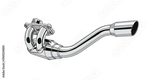 Chrome Motorcycle Exhaust System - Performance Upgrade for Enhanced Sound and Style.