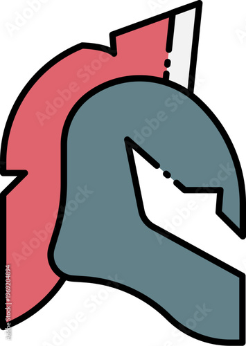 An archaeologist studies ancient vector icons of helmets and swords.