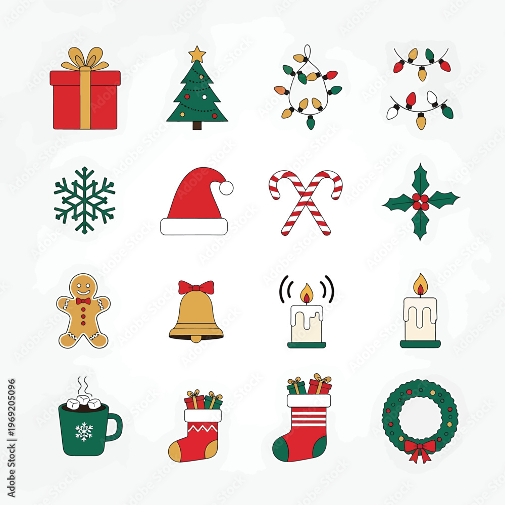 Φωτογραφία Christmas icons and holiday symbols.