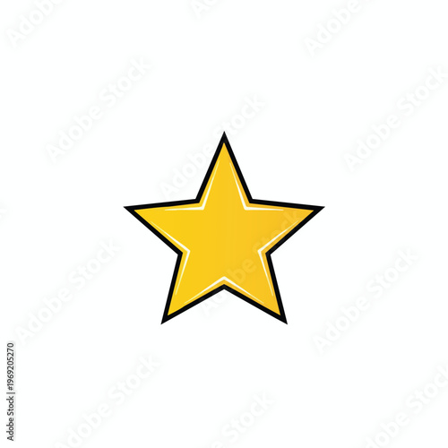 Bright yellow five-pointed star with black outline and subtle shine effect