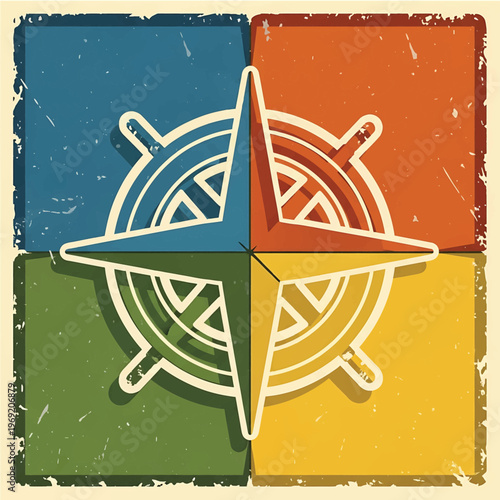 Colorful Compass Navigation Direction Pointer.