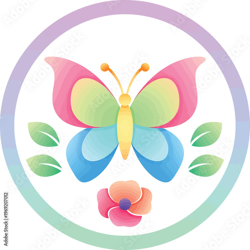 Colorful Butterfly with Pink Wings.