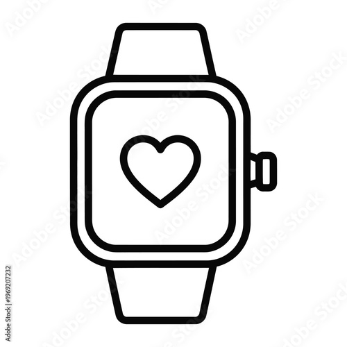 Smartwatch with heart symbol on screen  wearable technology  heart rate monitor icon