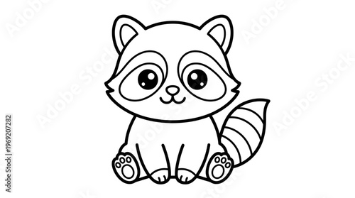Cute cartoon raccoon with big eyes.