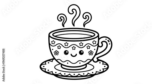 Smiling Tea Cup with Steam Rising.