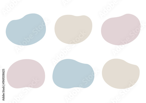 柔らかい曲線のアイコンとフレームセット　色地