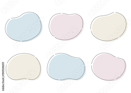 柔らかい曲線のアイコンとフレームセット　色地と囲みケイ