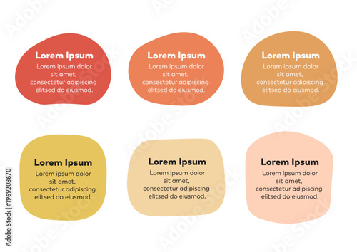 柔らかい曲線のアイコンとフレームセット　色地