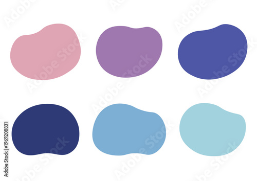 柔らかい曲線のアイコンとフレームセット　色地