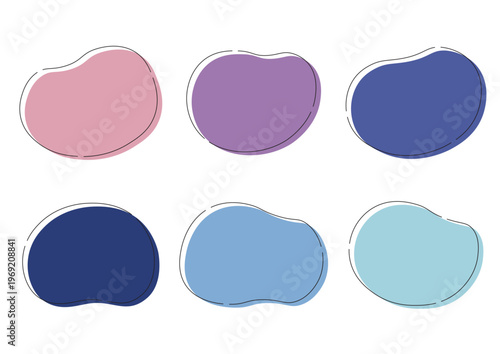 柔らかい曲線のアイコンとフレームセット　色地と囲みケイ