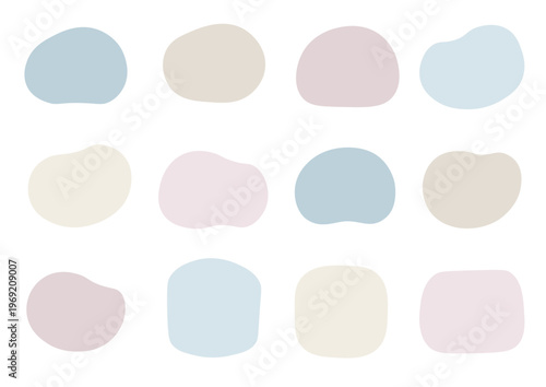 柔らかい曲線のアイコンとフレームセット　色地