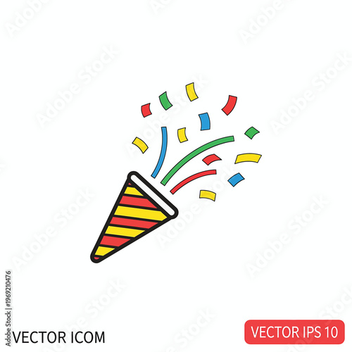 Colorful Party Popper Icon Design.