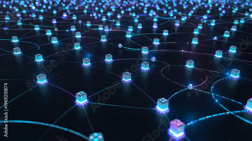 Neon mesh data grid, Network routing pulse, digital network, network topology, node connection, data routing, cloud computing, server hubs, futuristic internet, glowing mesh, blue neon tech 