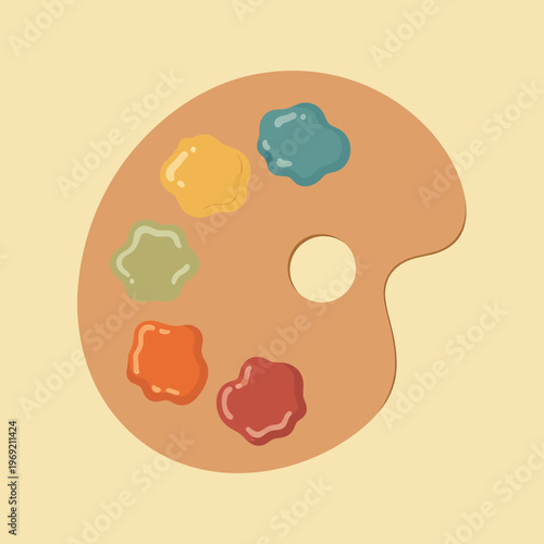 Colorful paint palette with blobs.