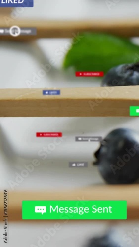 Vertical video: Mouse clicking Send Message berries  and  mint showing banner marketing badges drift