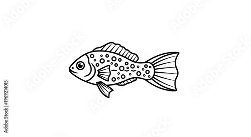 Charming cartoon fish illustration showcasing intricate scale patterns and fin details, perfect