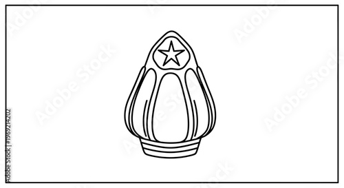 Traditional ornate stylized bell shaped graphic with star emblem design element vector illustration