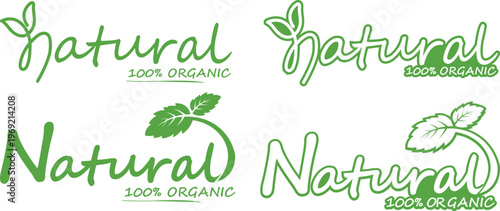 Set of eco friendly icons. Ecologic food stamps. Organic natural food labels illustration