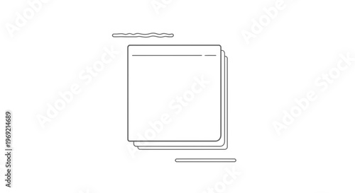 Abstract line art illustration of stacked square documents representing data organization and