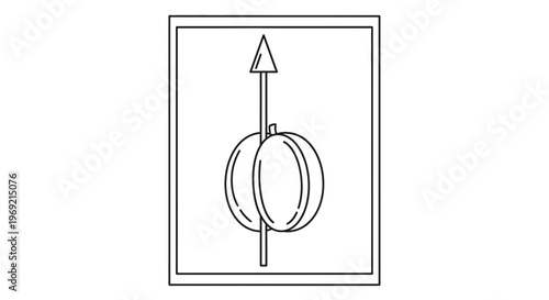 Abstract Arrow Piercing Two Halves of a Sphere or Orb