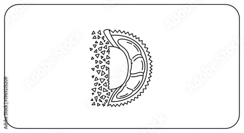Abstract geometric disintegration of a stylized fruit slice, graphic concept
