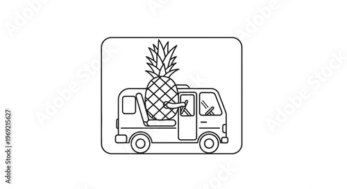 Funny Pineapple Driving Van - Creative Food Concept