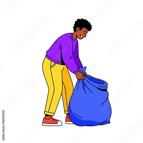 Diverse Male Characters Collecting and Sorting Garbage for Recycling, Sustainability and Environmental Protection Concept Illustration