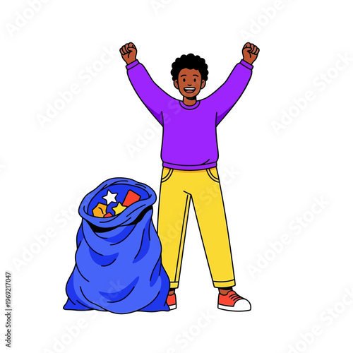 Diverse Male Characters Collecting and Sorting Garbage for Recycling, Sustainability and Environmental Protection Concept Illustration