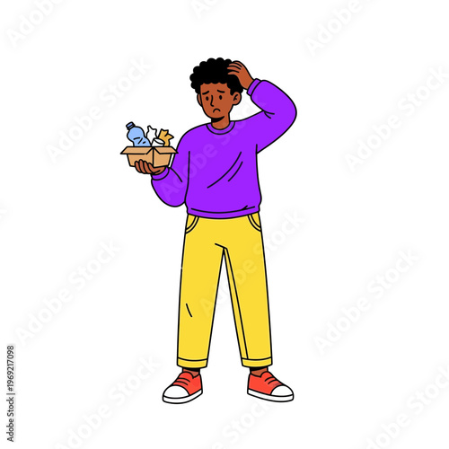 Diverse Male Characters Collecting and Sorting Garbage for Recycling, Sustainability and Environmental Protection Concept Illustration