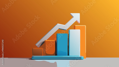 Abstract representation of growth with a rising bar graph illustration