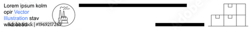 Logistics, warehouse operations, shipping, inventory management, supply chain, industrial processes. Minimalist design of stacked boxes and crane line symbol. Logistics and warehouse operations