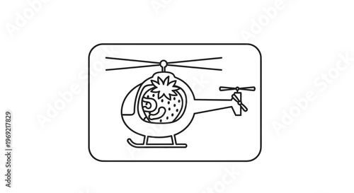 Funny Cartoon Helicopter Pilot Character Inside Cockpit